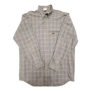 EUC Carhartt Brown Plaid Flannel Long Sleeve Button Down‎ Shirt Men's Size Large